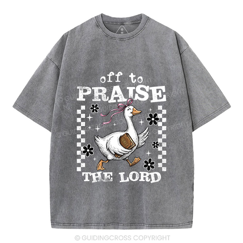 Off To Praise The Lord Christian Washed T-Shirt
