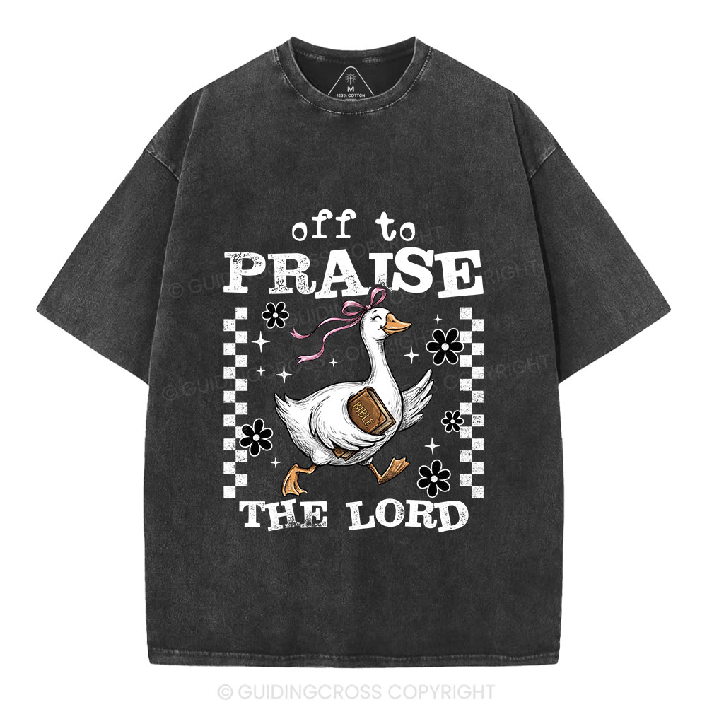 Off To Praise The Lord Christian Washed T-Shirt