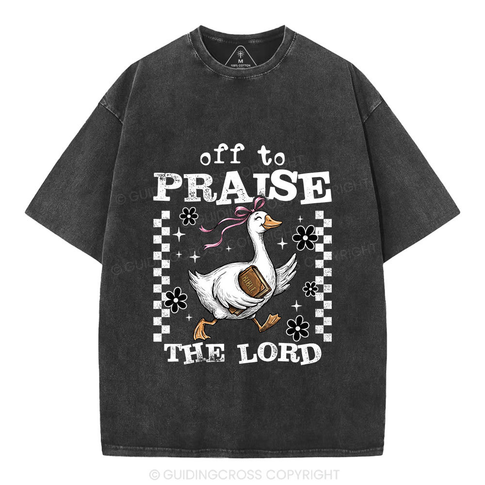 Off To Praise The Lord Christian Washed T-Shirt