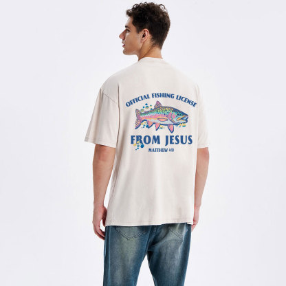 Official Fishing License From Jesus Christian Washed T-Shirt