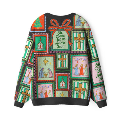 Oh Come Let Adore Him Furry Christian Lightweight Cardigan