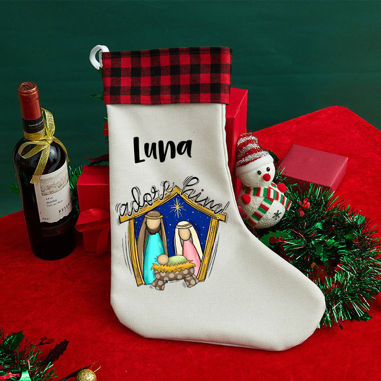 Oh Come Let Us Adore Him Christian Christmas Stocking