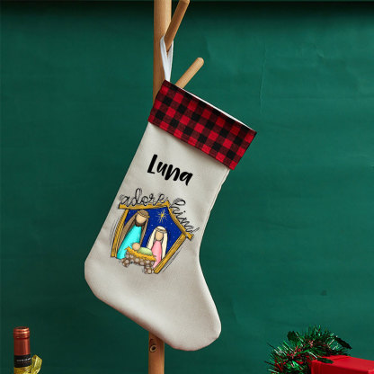 Oh Come Let Us Adore Him Christian Christmas Stocking