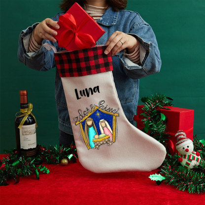 Oh Come Let Us Adore Him Christian Christmas Stocking