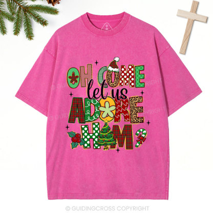Oh Come Let Us Adore Him Christian Christmas Washed T-Shirt