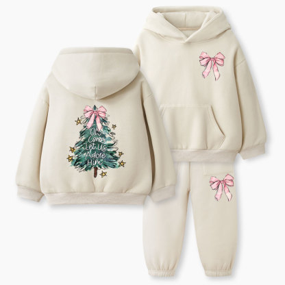 Oh Come Let Us Adore Him Christian Kid Fleece Hoodie Set