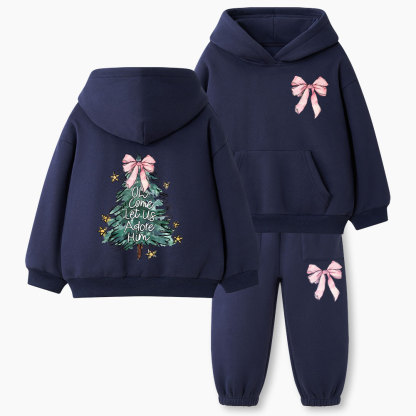 Oh Come Let Us Adore Him Christian Kid Fleece Hoodie Set