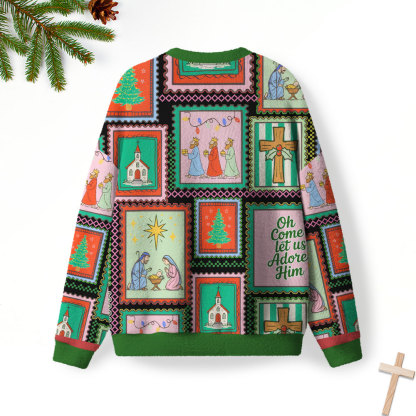 Oh Come Let Us Adore Him Christian Lightweight Sweater