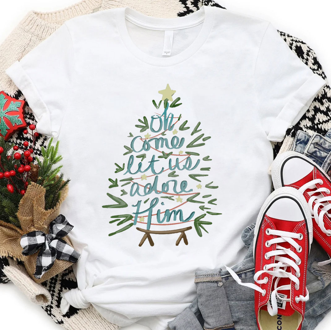 Oh Come Let Us Adore Him Christian T-Shirt