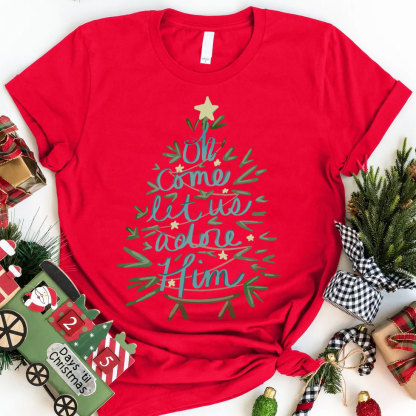 Oh Come Let Us Adore Him Christian T-Shirt