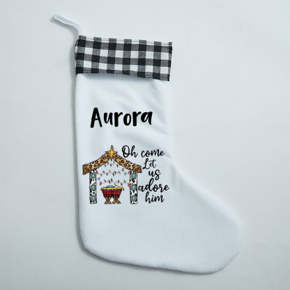 Oh Come Let Us Adore Him Jesus Christian Christmas Stocking