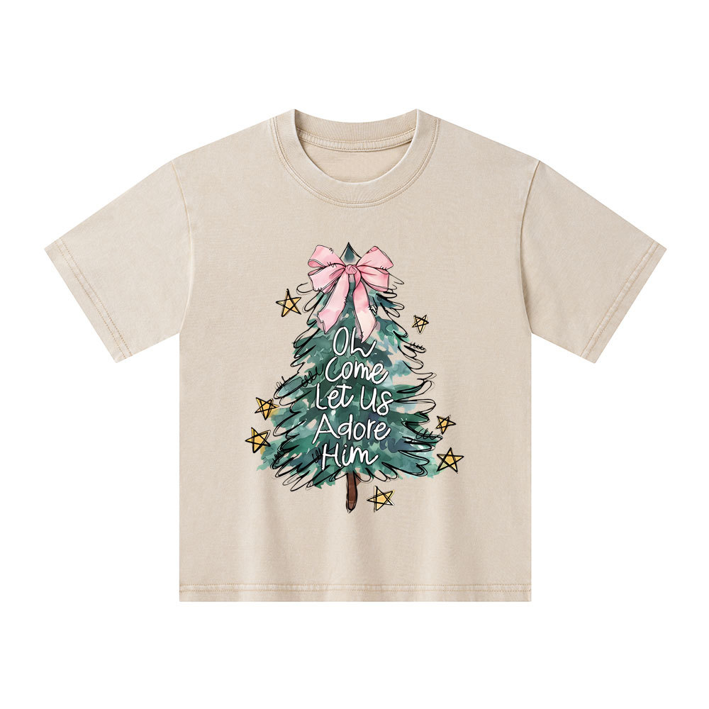 Oh Come Let Us Adore Him Kid Washed T-Shirt