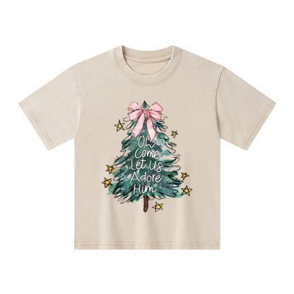 Oh Come Let Us Adore Him Kid Washed T-Shirt