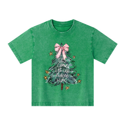 Oh Come Let Us Adore Him Kid Washed T-Shirt