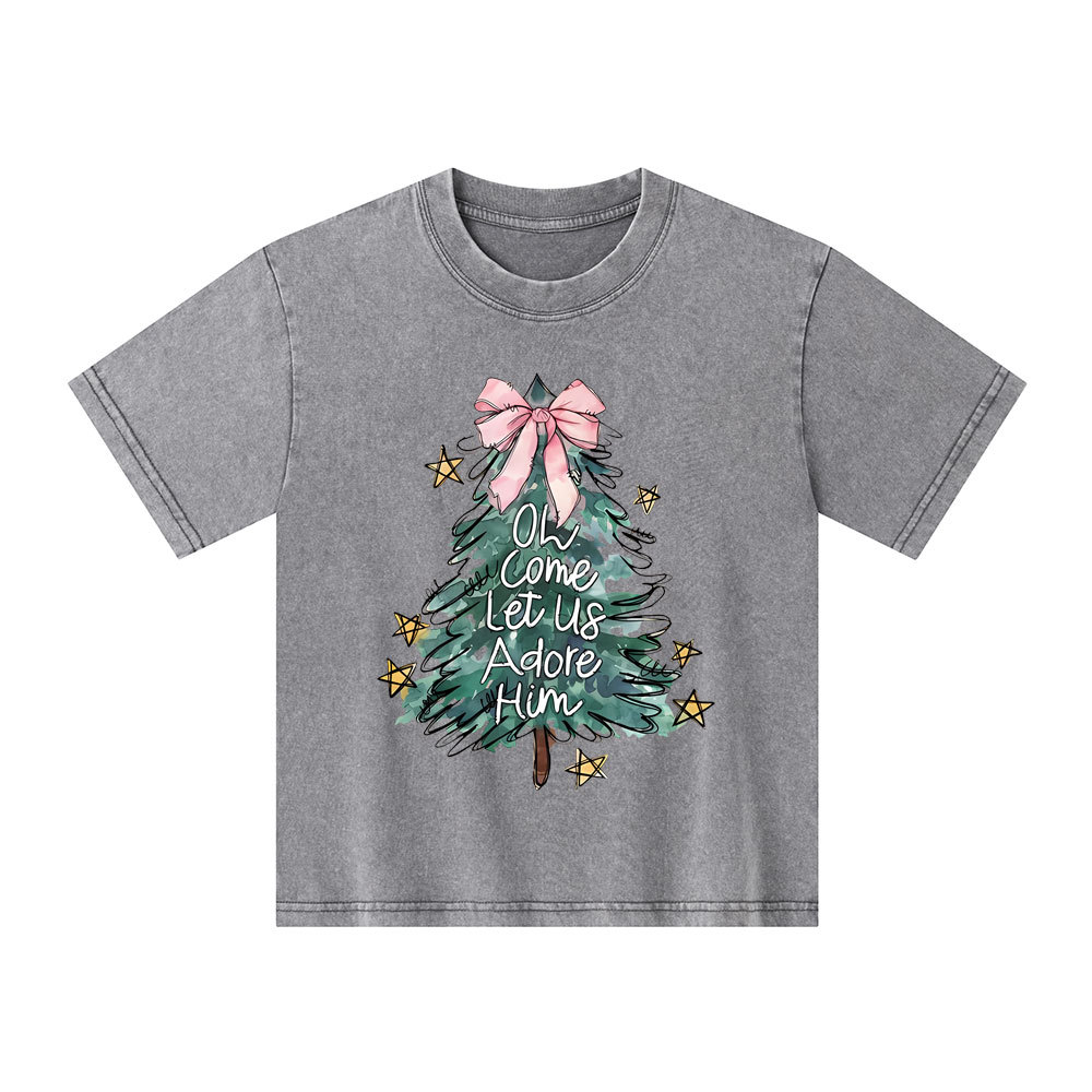 Oh Come Let Us Adore Him Kid Washed T-Shirt