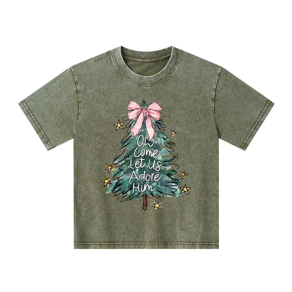 Oh Come Let Us Adore Him Kid Washed T-Shirt