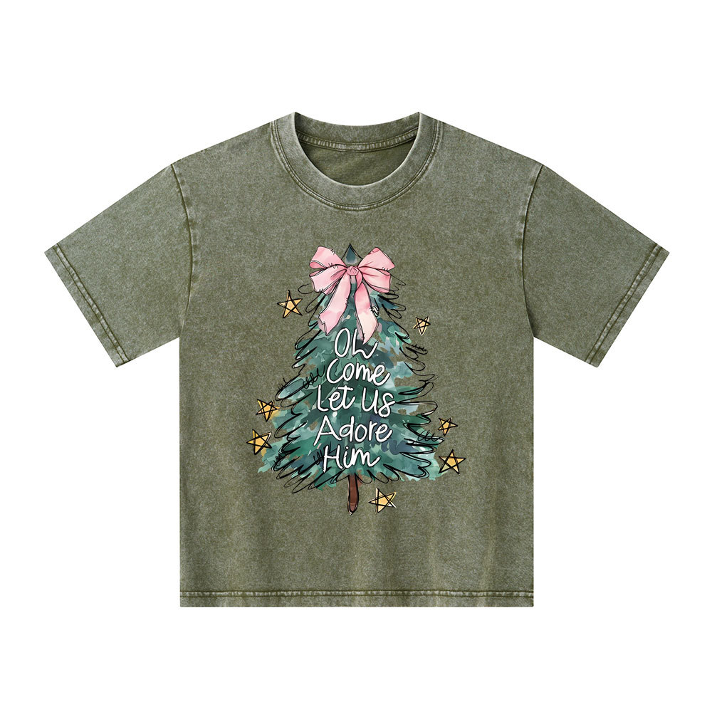 Oh Come Let Us Adore Him Kid Washed T-Shirt