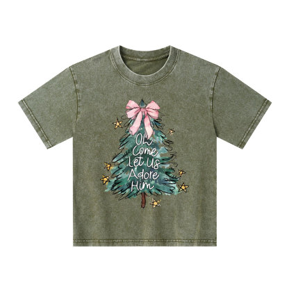 Oh Come Let Us Adore Him Kid Washed T-Shirt