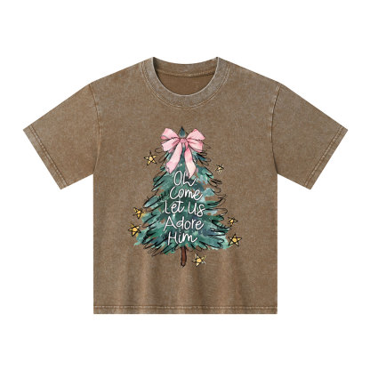 Oh Come Let Us Adore Him Kid Washed T-Shirt