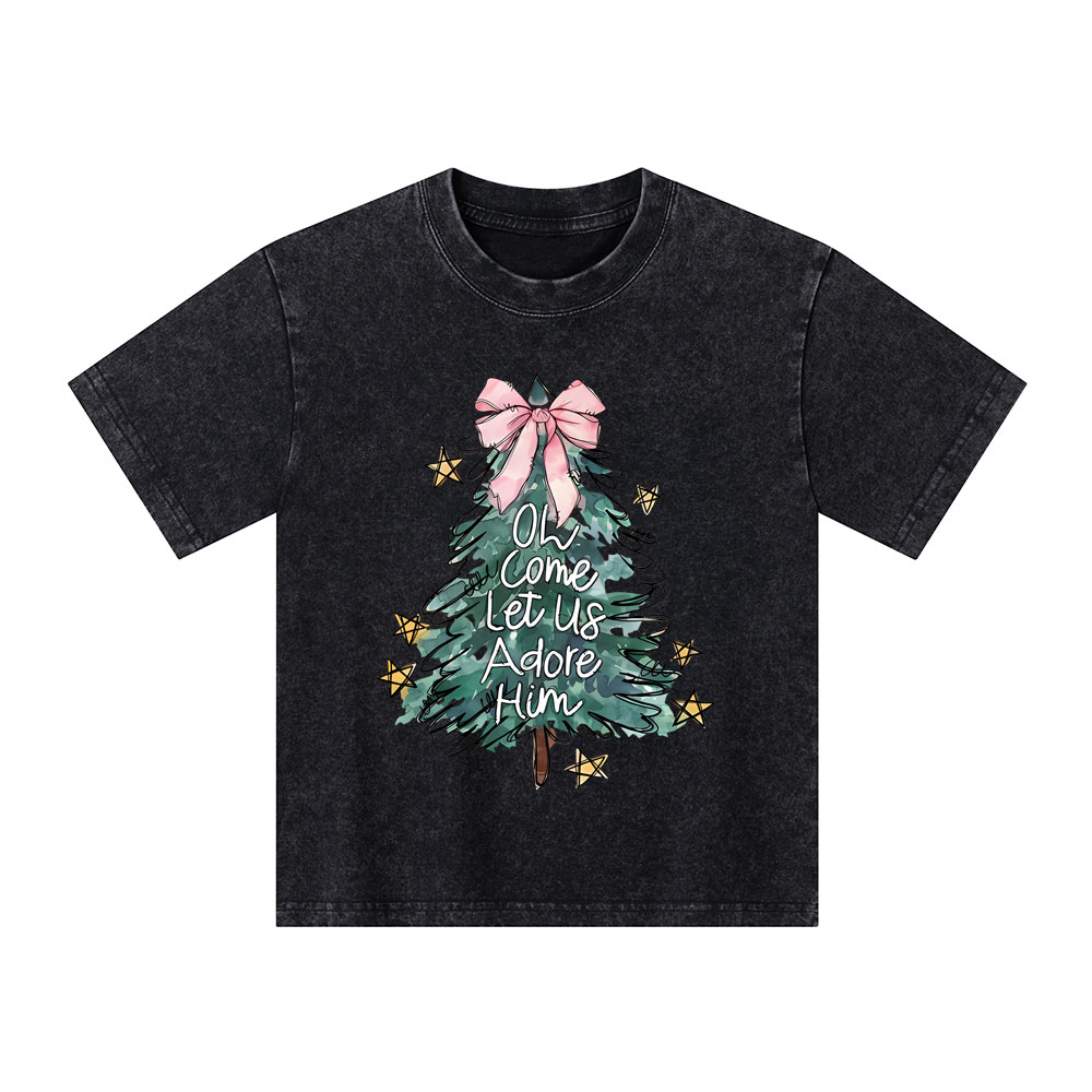 Oh Come Let Us Adore Him Kid Washed T-Shirt