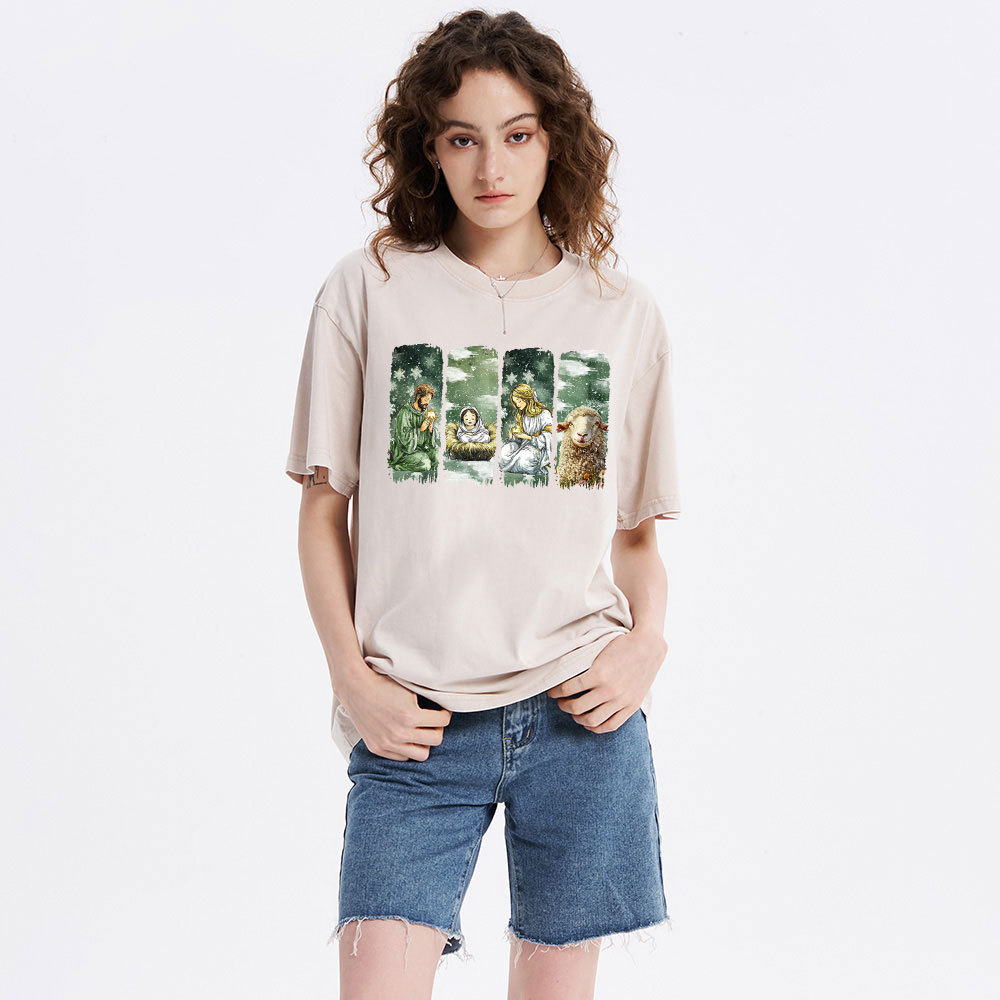 Oh Holy Night Christian Christmas Washed T-Shirt