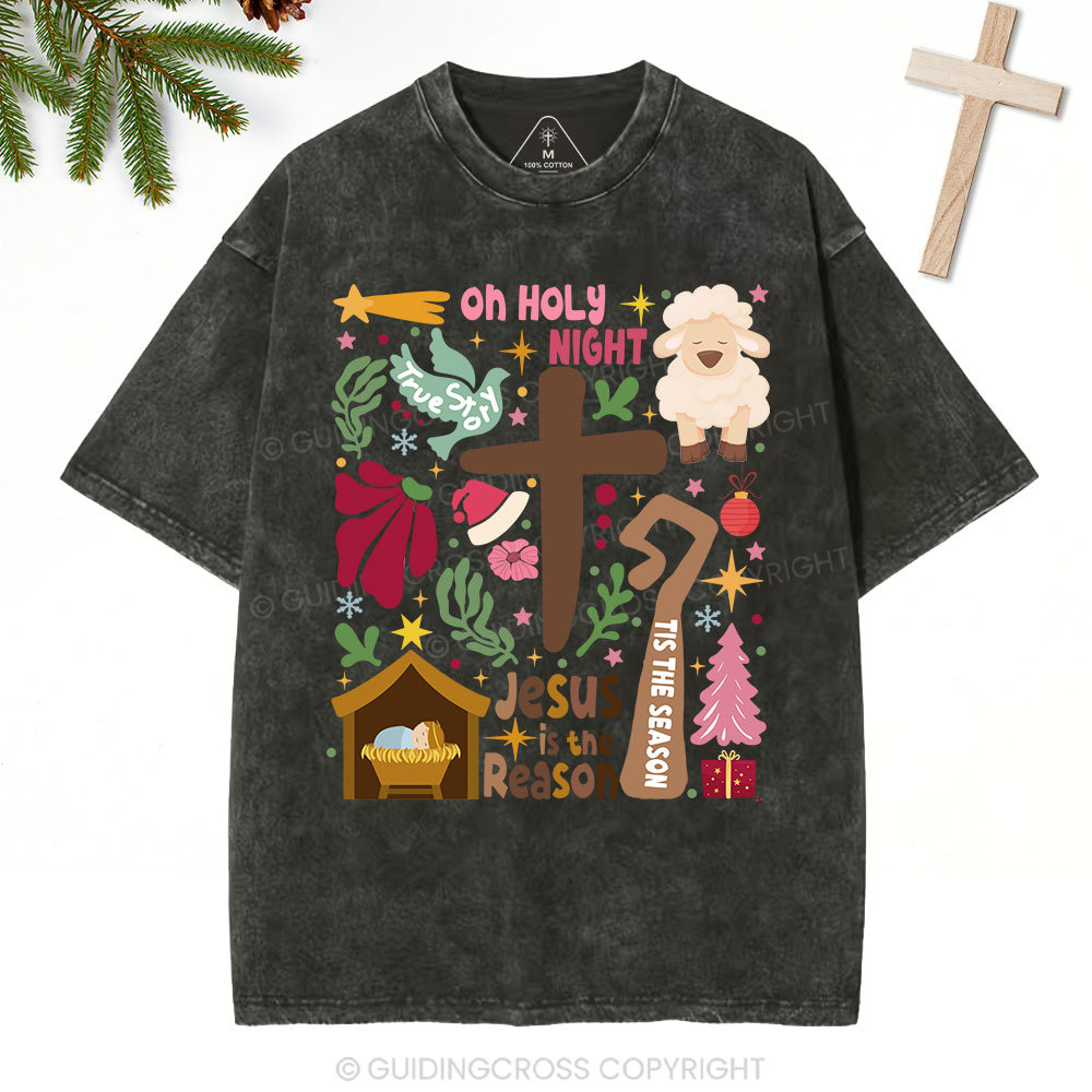 Oh Holy Night Christian  Washed T-Shirt