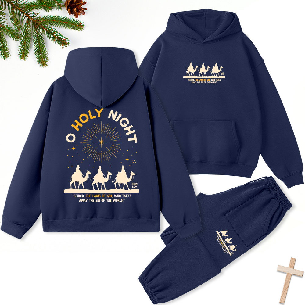 Oh Holy Night Christmas Christian Fleece Hoodie Set