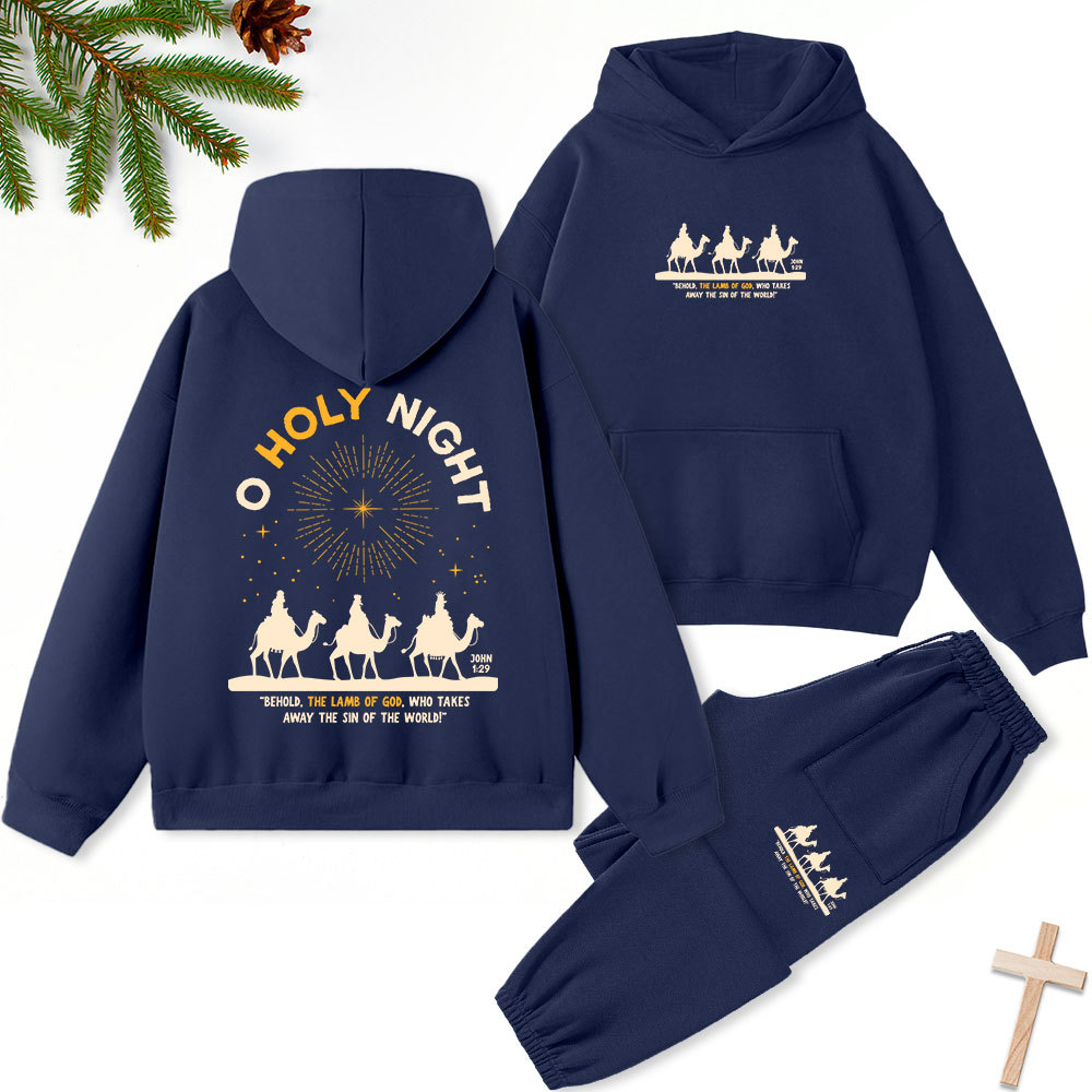Oh Holy Night Christmas Christian Fleece Hoodie Set