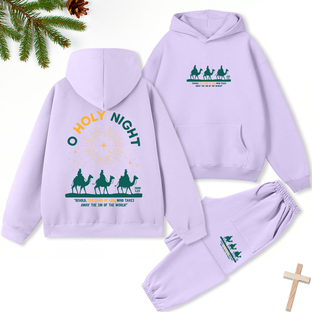 Oh Holy Night Christmas Christian Fleece Hoodie Set