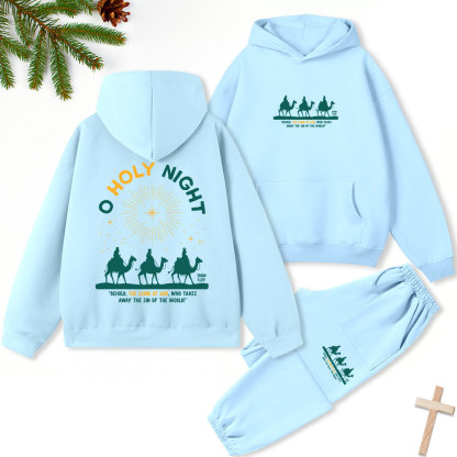 Oh Holy Night Christmas Christian Fleece Hoodie Set