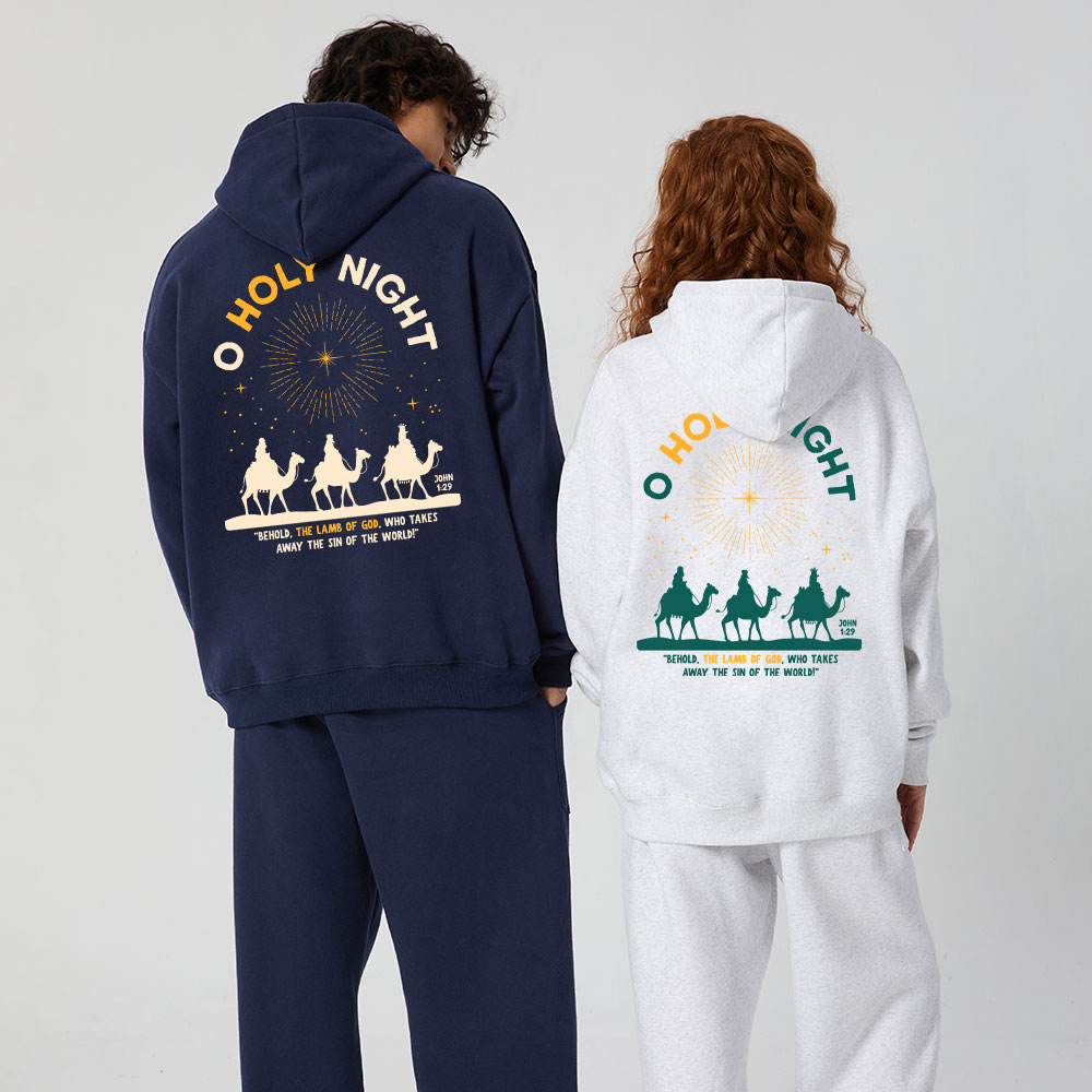 Oh Holy Night Christmas Christian Fleece Hoodie Set