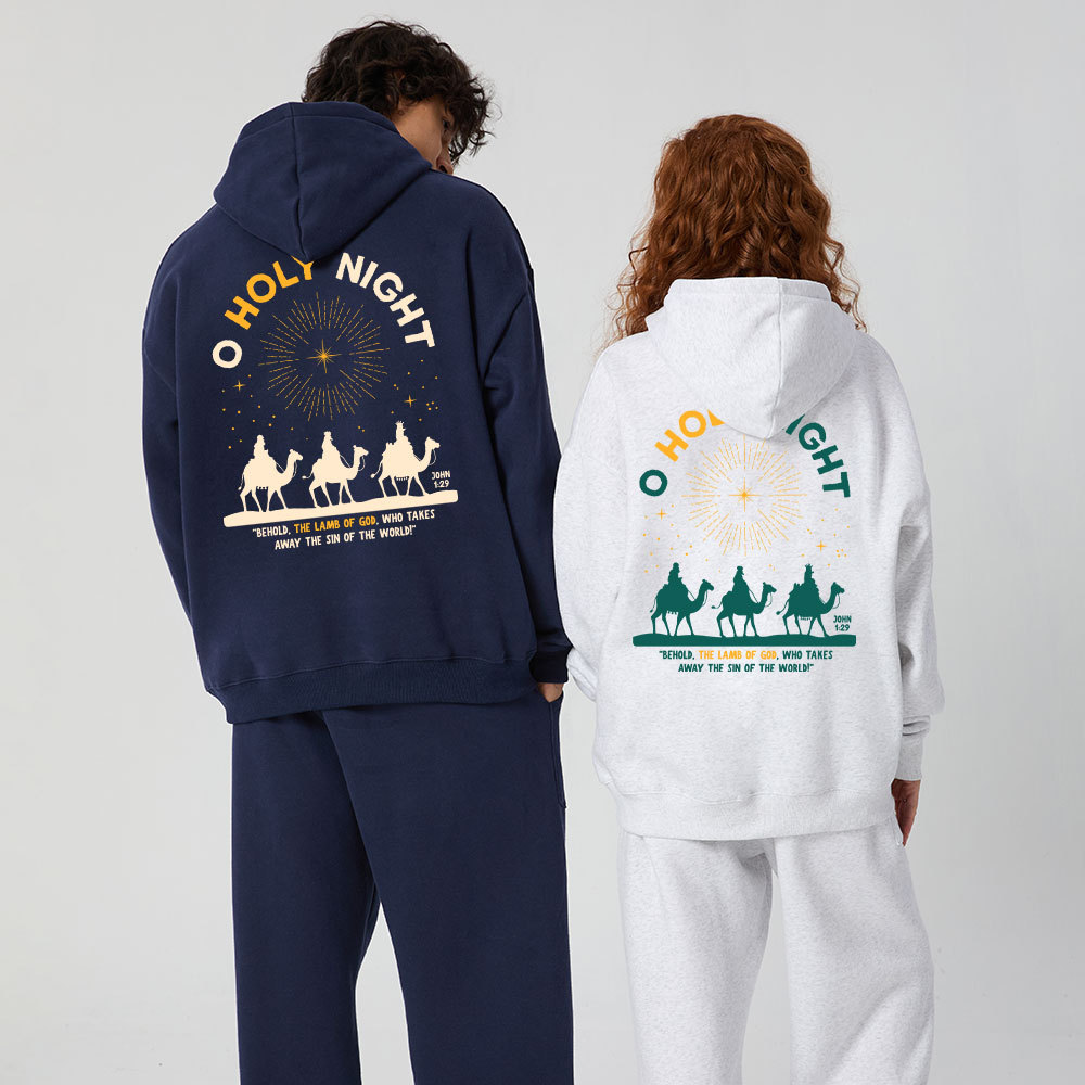 Oh Holy Night Christmas Christian Fleece Hoodie Set