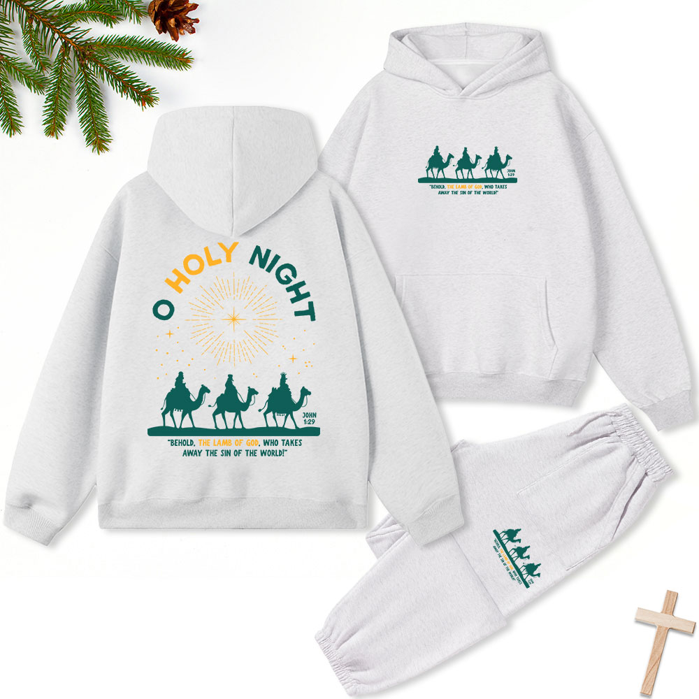 Oh Holy Night Christmas Christian Fleece Hoodie Set