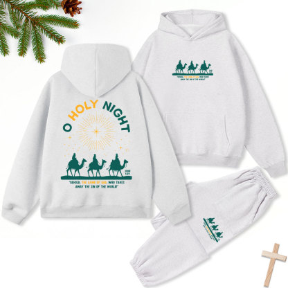 Oh Holy Night Christmas Christian Fleece Hoodie Set