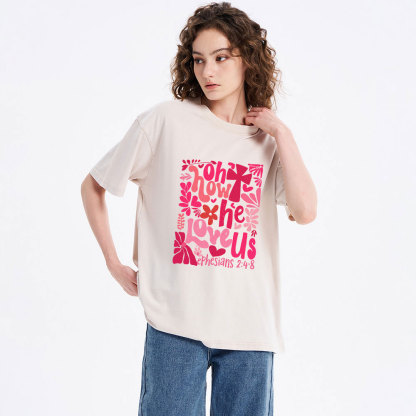 Oh How He Loves Us Boho Christian Washed T-Shirt