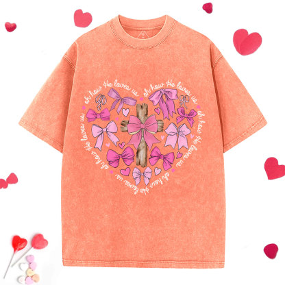 Oh How He Loves Us Jesus Valentine Christian Washed T-Shirt