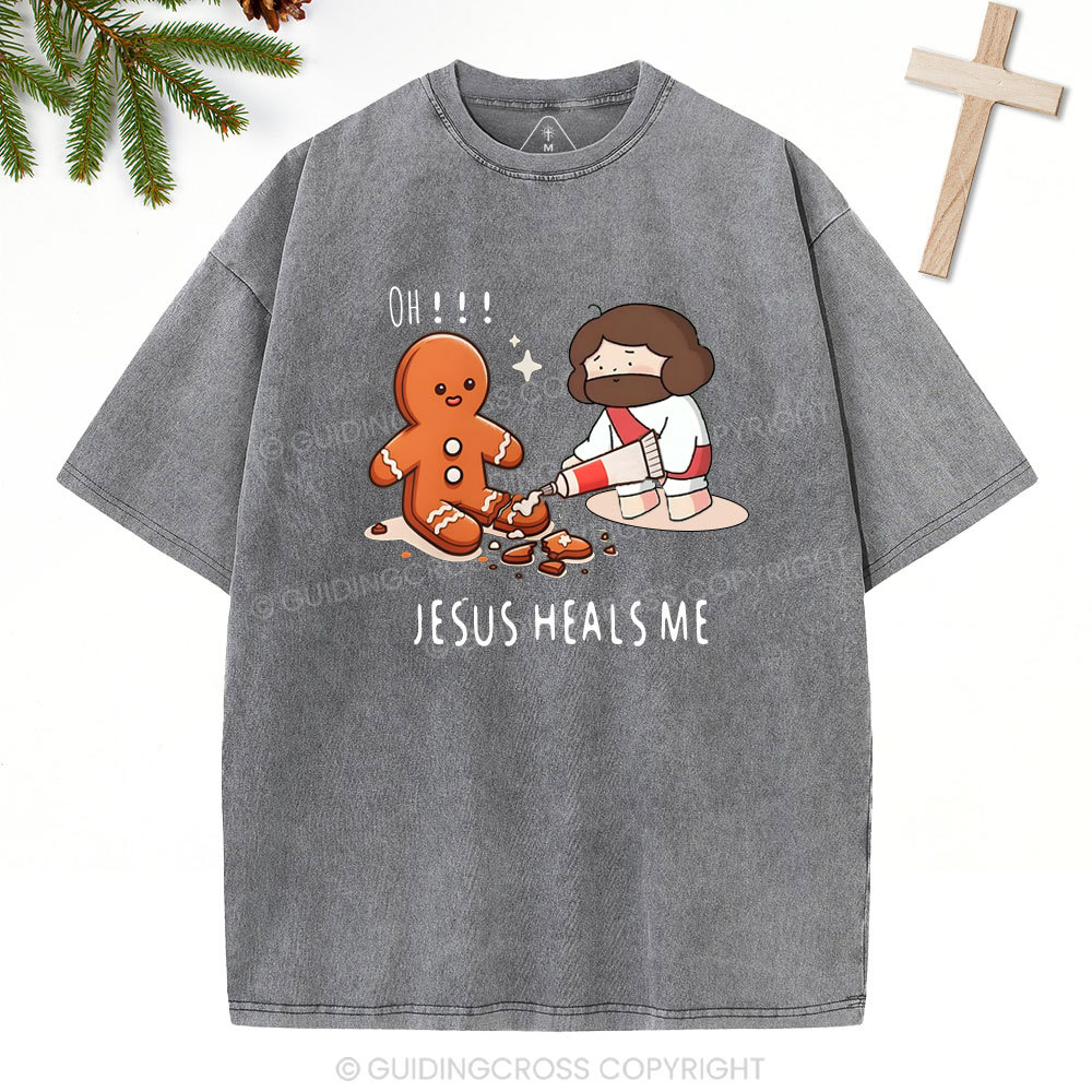 Oh！Jesus Heals Me Christian Washed T-Shirt