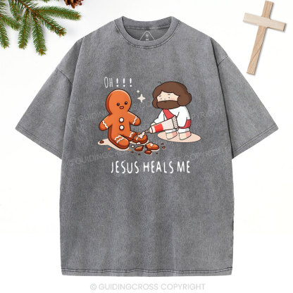 Oh！Jesus Heals Me Christian Washed T-Shirt