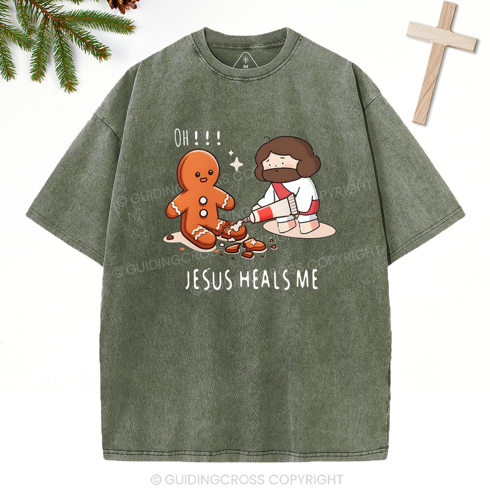 Oh！Jesus Heals Me Christian Washed T-Shirt