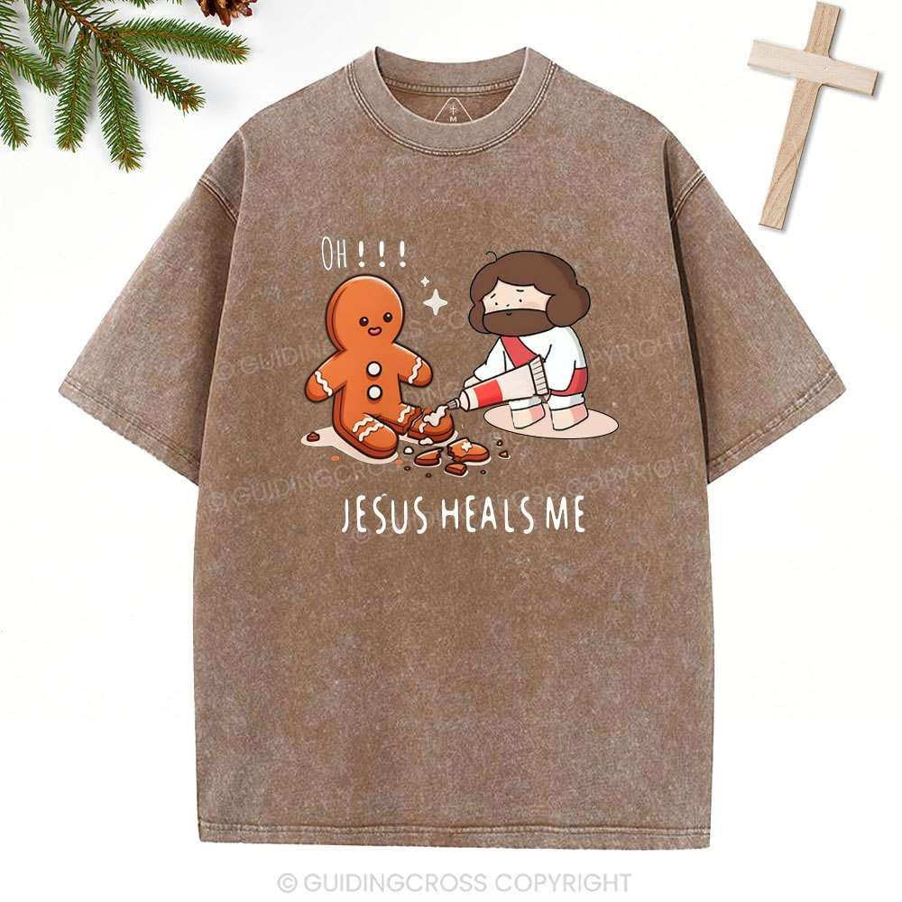 Oh！Jesus Heals Me Christian Washed T-Shirt