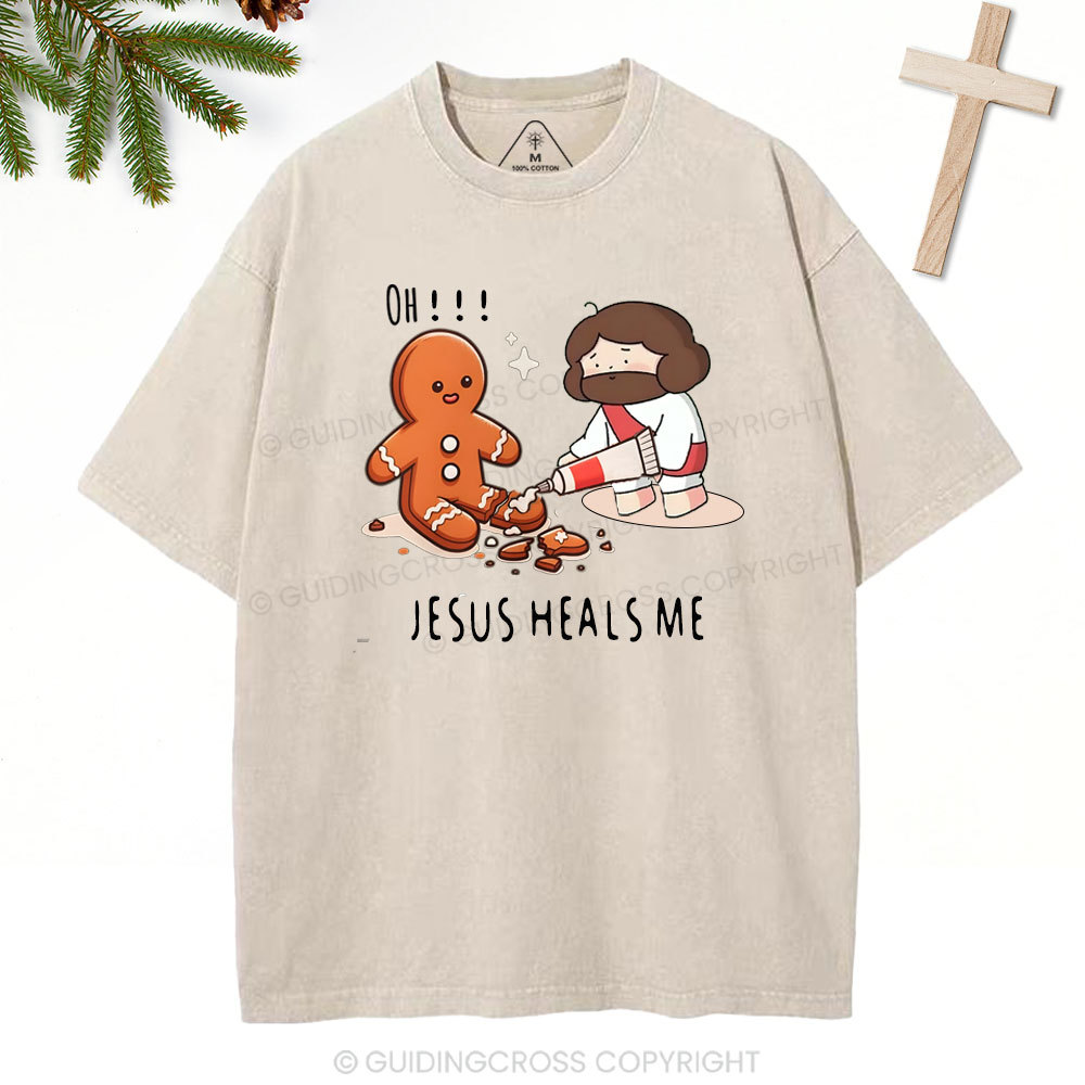 Oh！Jesus Heals Me Christian Washed T-Shirt