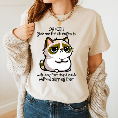 Oh Lord Give Me The Strength To Walk Away From Stupid  People Without Slapping Them Christian T-Shirt