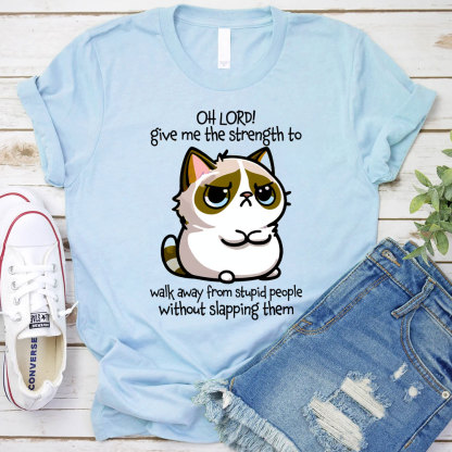 Oh Lord Give Me The Strength To Walk Away From Stupid  People Without Slapping Them Christian T-Shirt