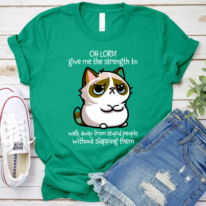 Oh Lord Give Me The Strength To Walk Away From Stupid  People Without Slapping Them Christian T-Shirt