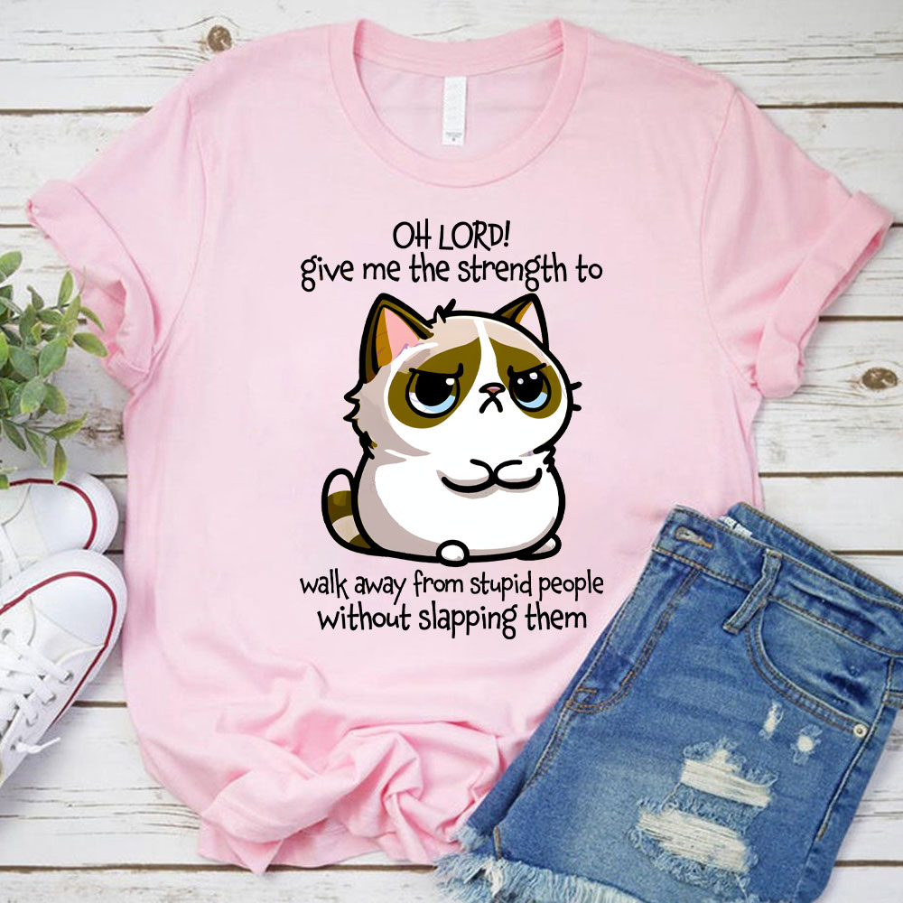Oh Lord Give Me The Strength To Walk Away From Stupid  People Without Slapping Them Christian T-Shirt