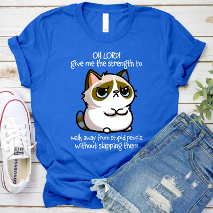 Oh Lord Give Me The Strength To Walk Away From Stupid  People Without Slapping Them Christian T-Shirt