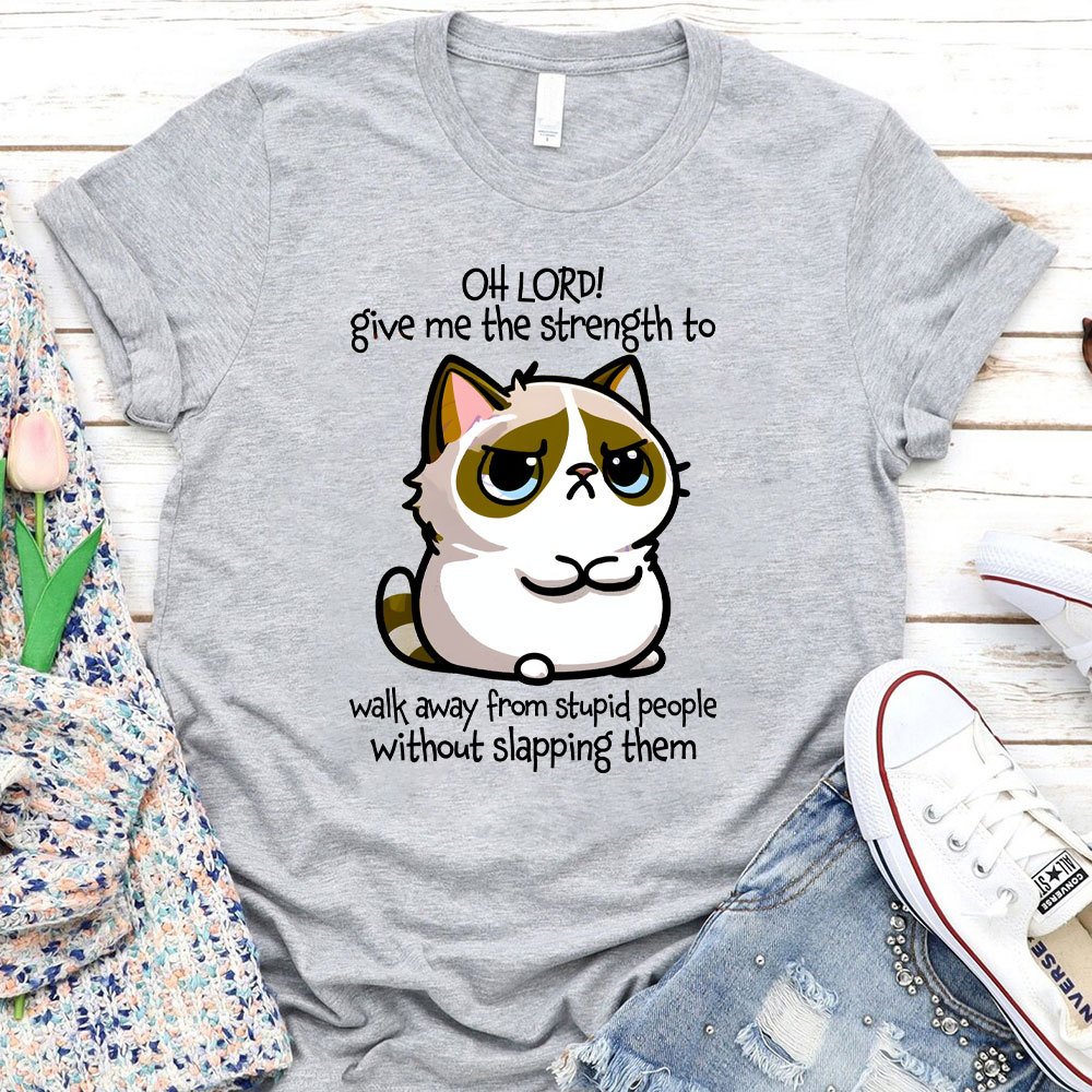 Oh Lord Give Me The Strength To Walk Away From Stupid  People Without Slapping Them Christian T-Shirt