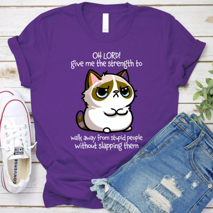 Oh Lord Give Me The Strength To Walk Away From Stupid  People Without Slapping Them Christian T-Shirt