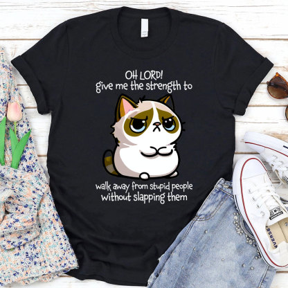 Oh Lord Give Me The Strength To Walk Away From Stupid  People Without Slapping Them Christian T-Shirt