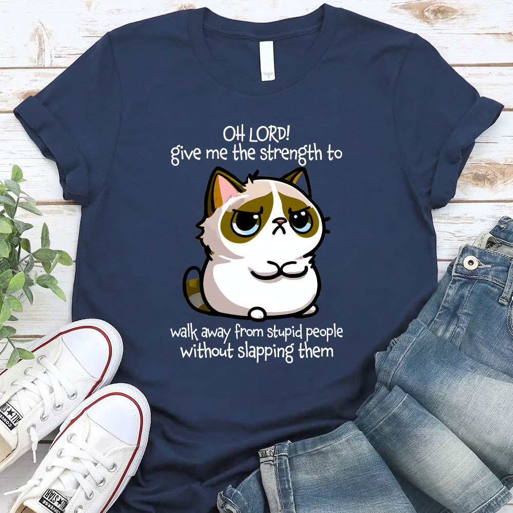 Oh Lord Give Me The Strength To Walk Away From Stupid  People Without Slapping Them Christian T-Shirt
